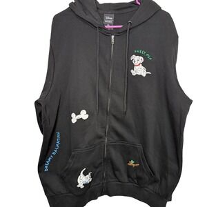 Disney BoxLunch 101 Dalmatians Zip Hoodie XL Black NWT Embroidered Graphic